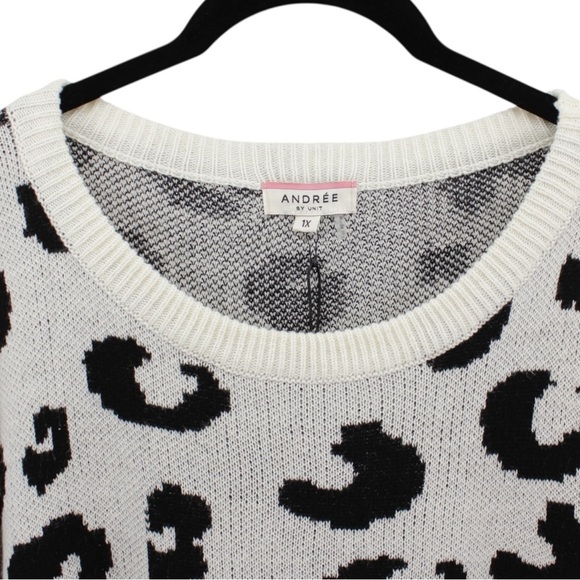 NEW Andree by Unit Leopard Print Woolblend Comfy Oversized Sweater Size 1X - Picture 3 of 9